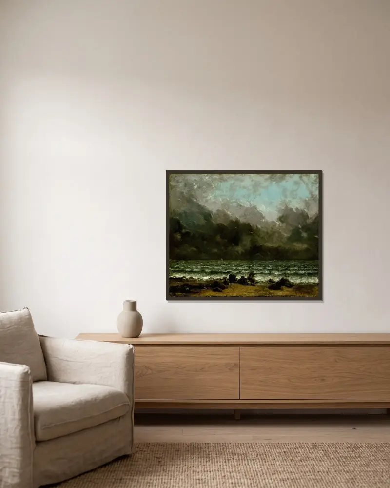 The Sea von Gustave Courbet gerahmt an einer Wand