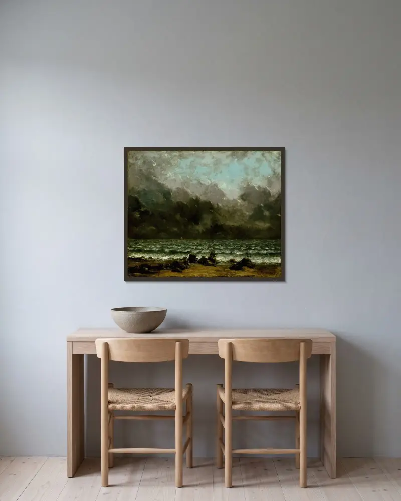 The Sea von Gustave Courbet gerahmt an einer Wand