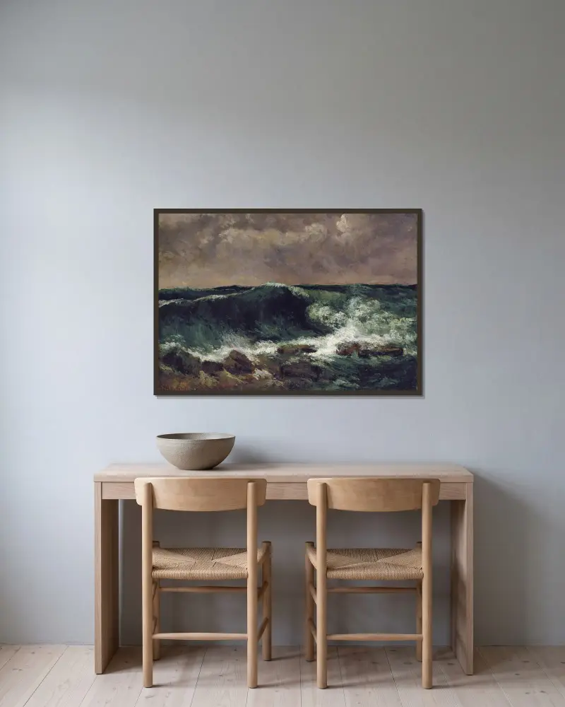 Die Welle, 1869 – Nr. 1 von Gustave Courbet gerahmt an einer Wand