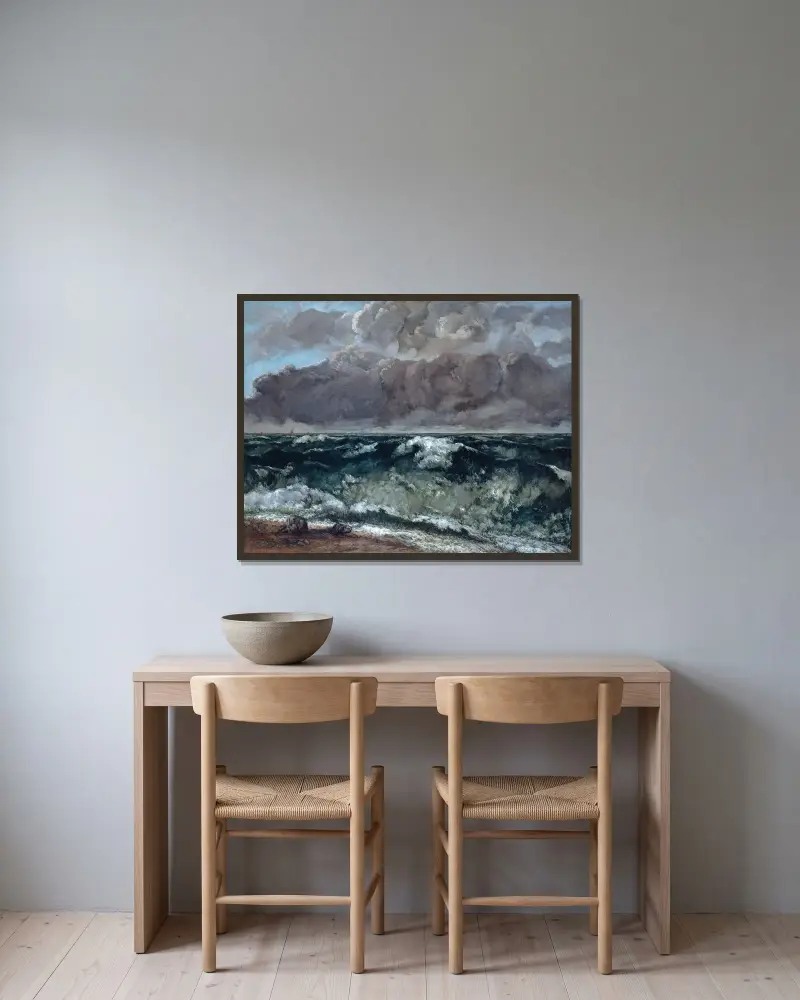 Die Welle, 1869 – Nr. 2 von Gustave Courbet gerahmt an einer Wand