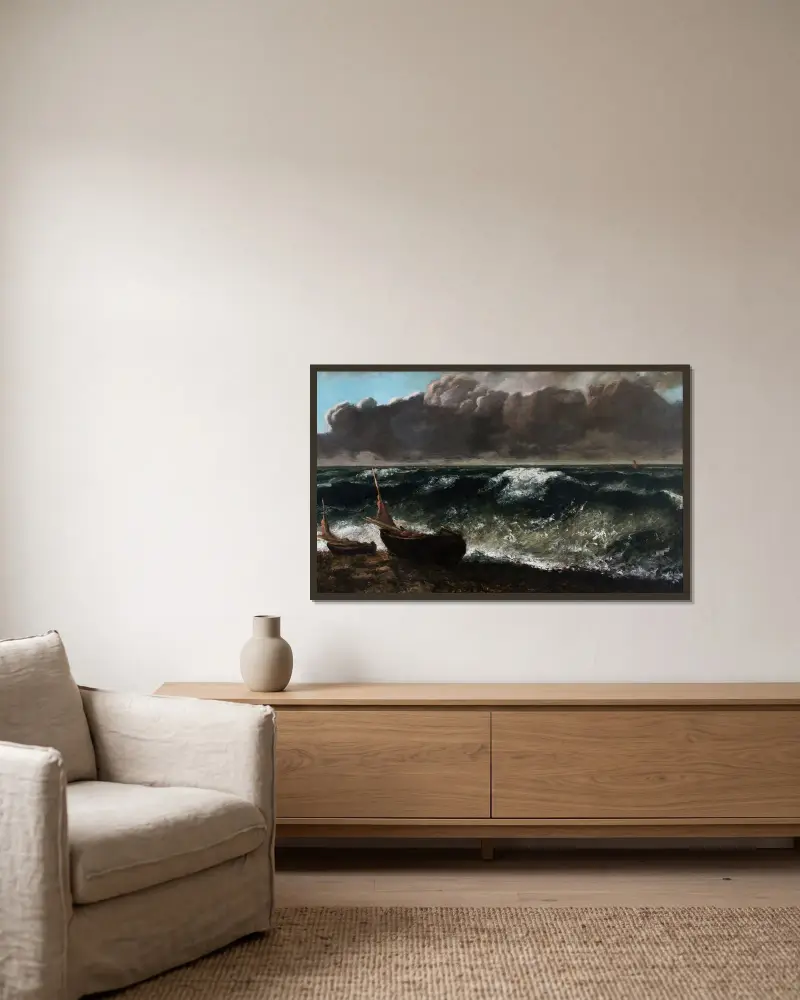 Die Welle, 1869 – Nr. 3 von Gustave Courbet gerahmt an einer Wand