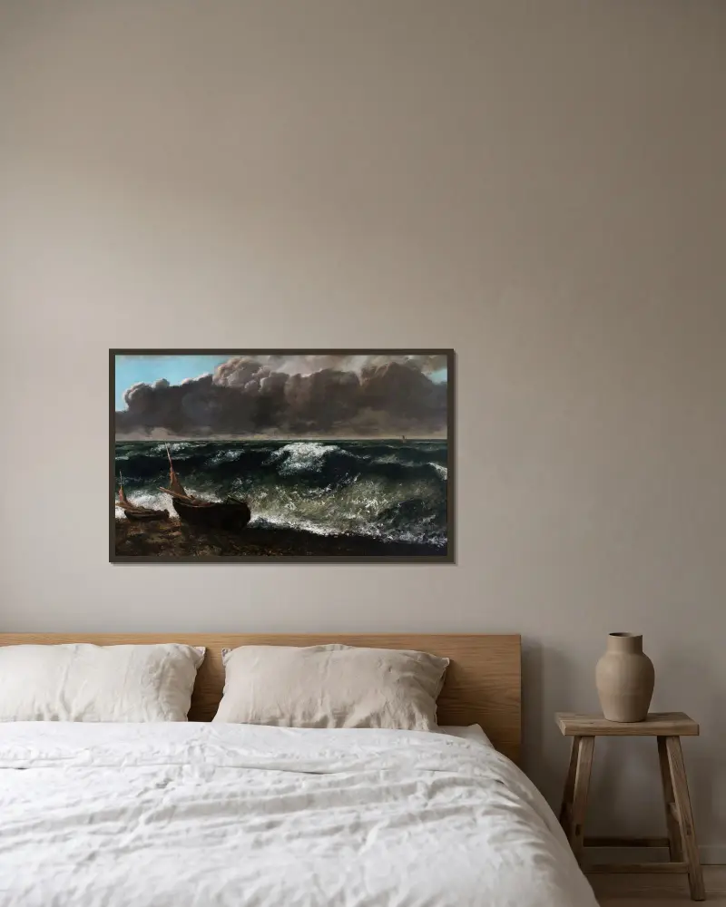Die Welle, 1869 – Nr. 3 von Gustave Courbet gerahmt an einer Wand