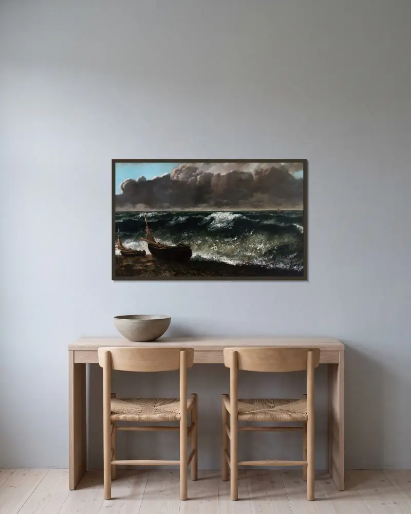 Die Welle, 1869 – Nr. 3 von Gustave Courbet gerahmt an einer Wand