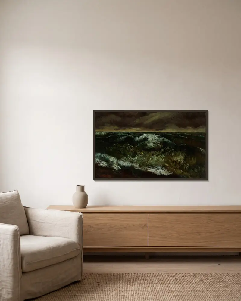 Vlna, – Nr. 1, Gustave Courbet v rámu na stěně