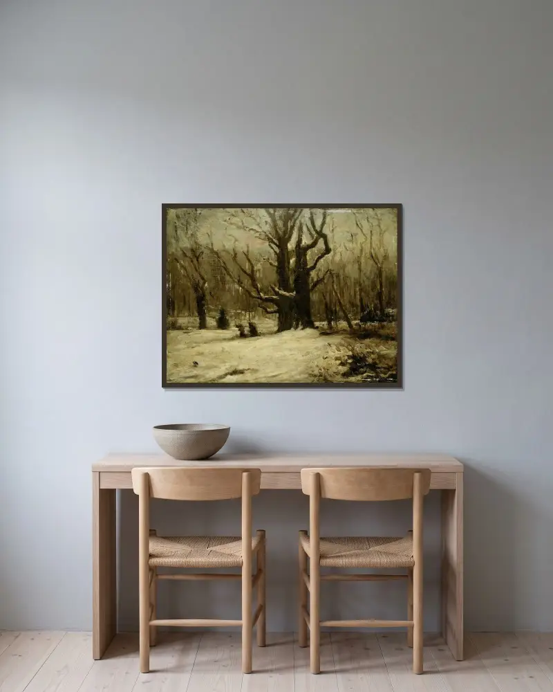 Winterlandschaft von Gustave Courbet gerahmt an einer Wand