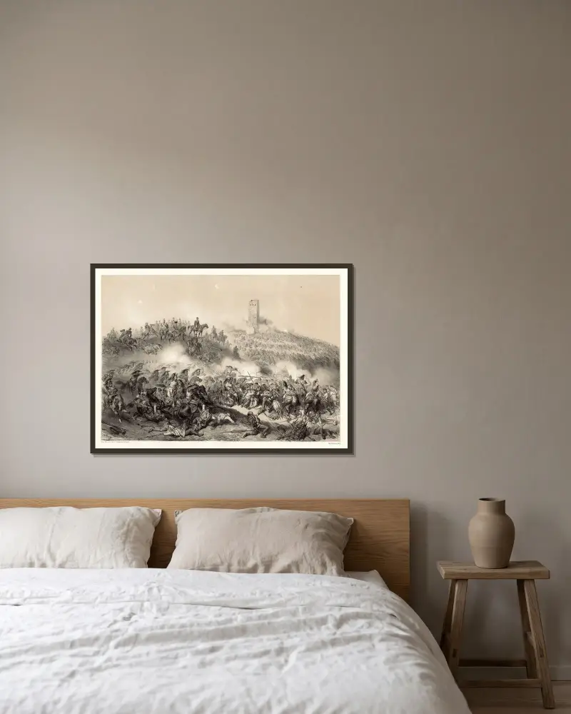 Schlacht bei Solferino von Gustave Doré gerahmt an einer Wand