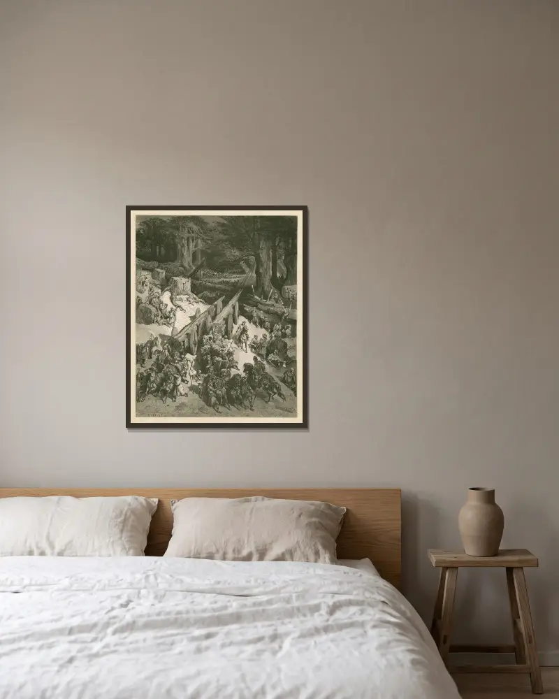 Cedrar från Libanon avsedda för templets byggande av Gustave Doré inramad på en vägg