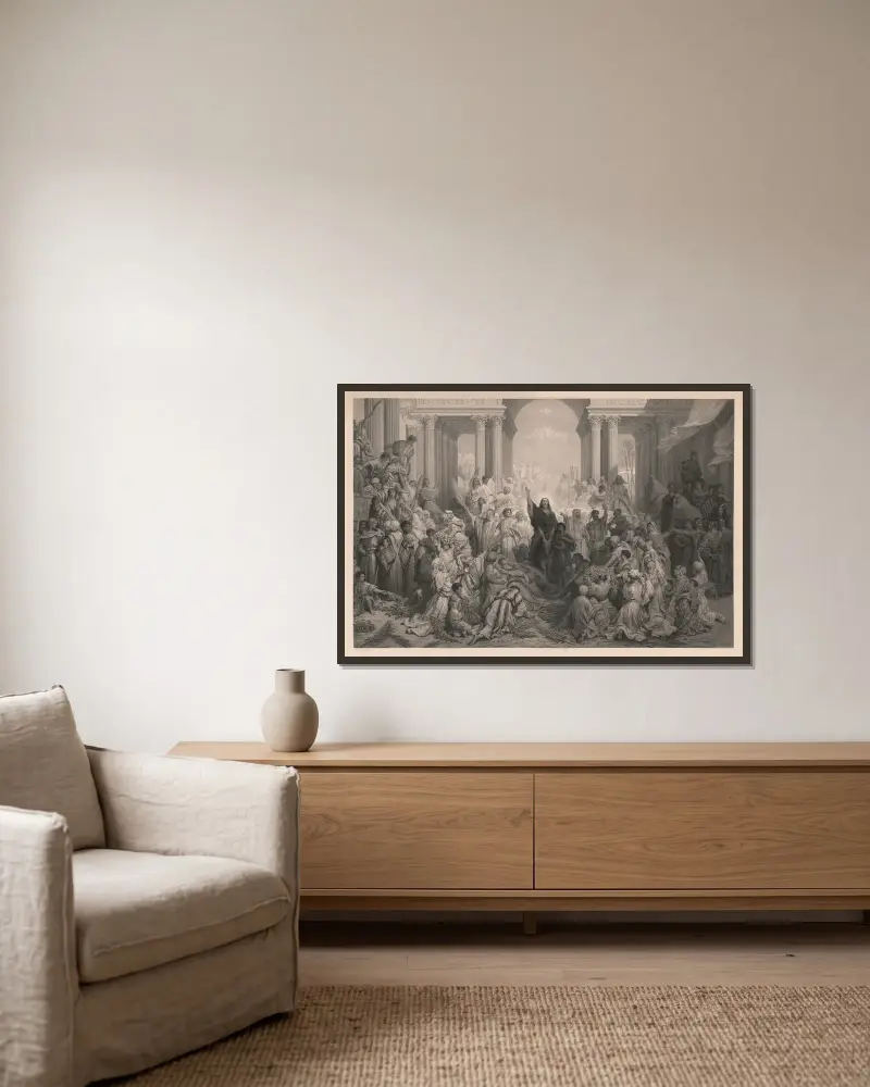 Kristův vjezd do Jeruzaléma, Gustave Doré v rámu na stěně