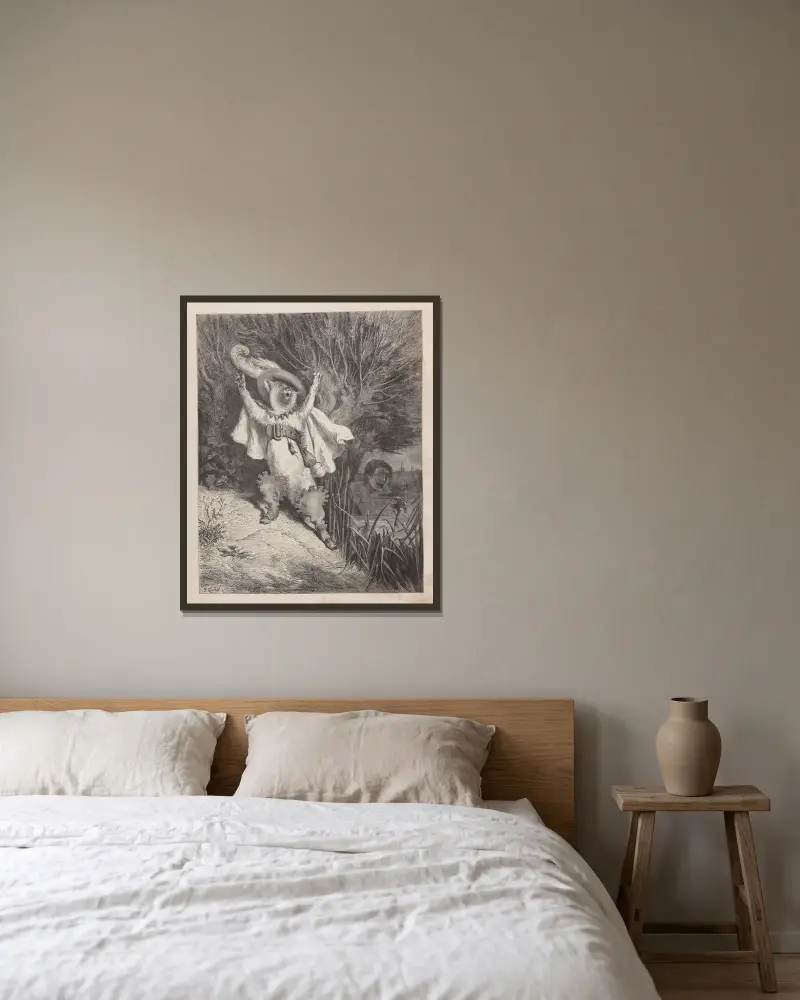 Sagor, plansch 26 av Gustave Doré inramad på en vägg