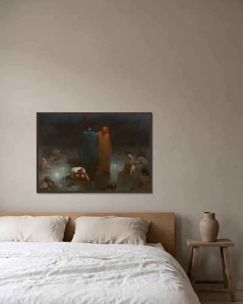Dante i Wergiliusz w dziewiątym kręgu piekła, Gustave Doré w ramie na ścianie