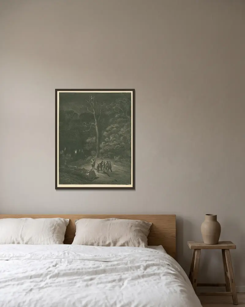 Fjärran av Gustave Doré inramad på en vägg