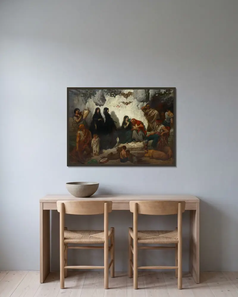 Spådom vid Sacro-Monte av Gustave Doré inramad på en vägg