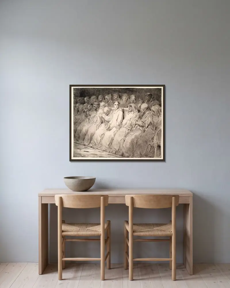 Neofyt, 6:e staten av Gustave Doré inramad på en vägg