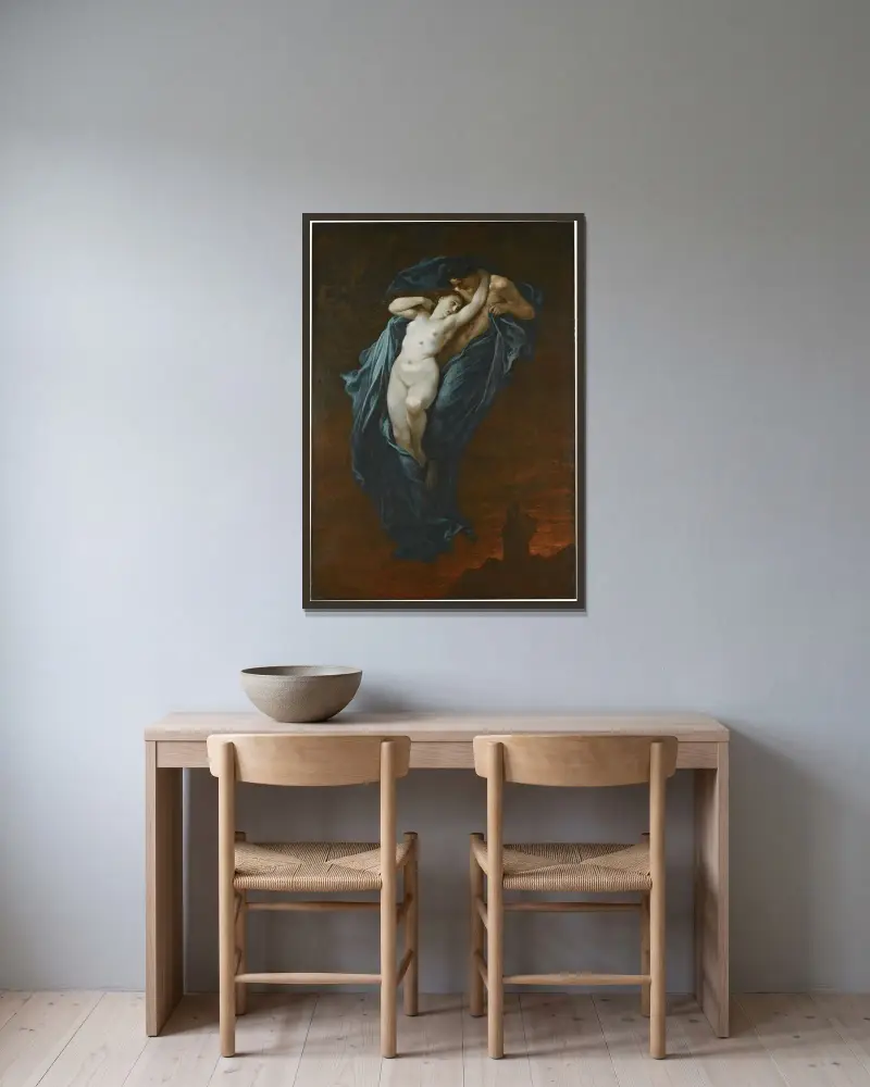 Paolo och Francesca da Rimini av Gustave Doré inramad på en vägg