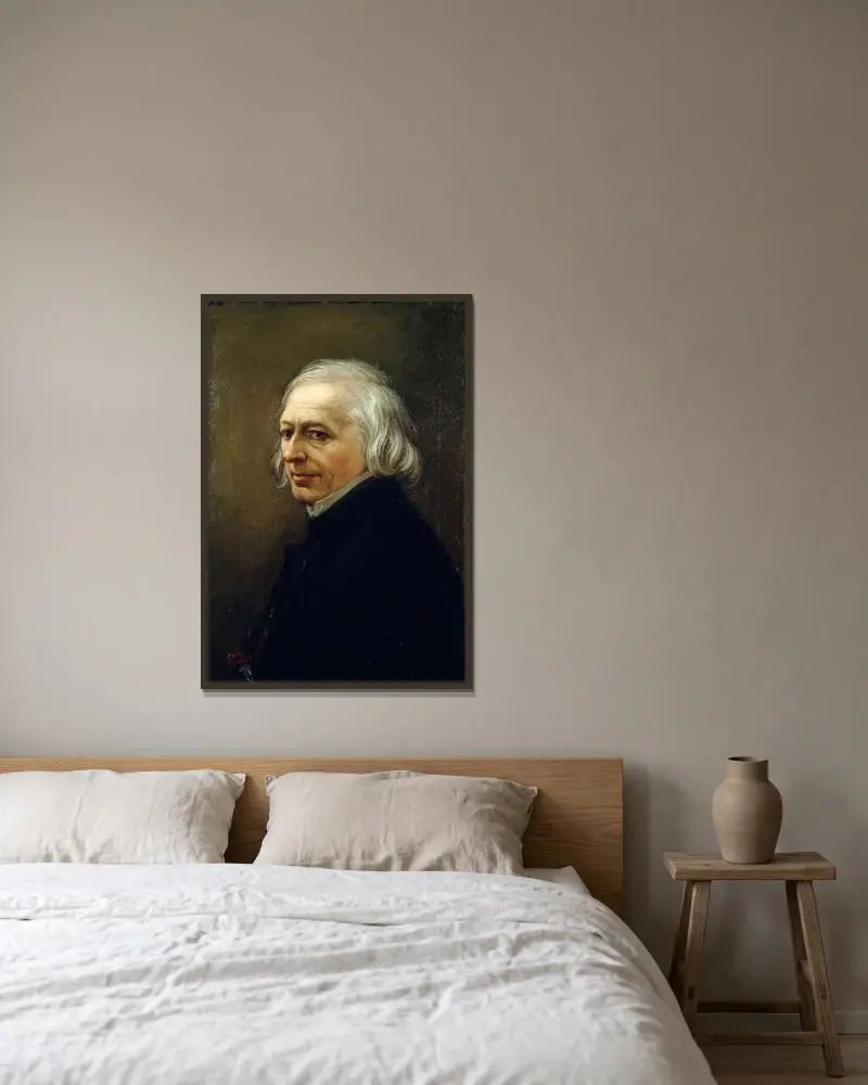 Porträtt av Charles Philipon (1800–1862), tecknare och journalist av Gustave Doré inramad på en vägg
