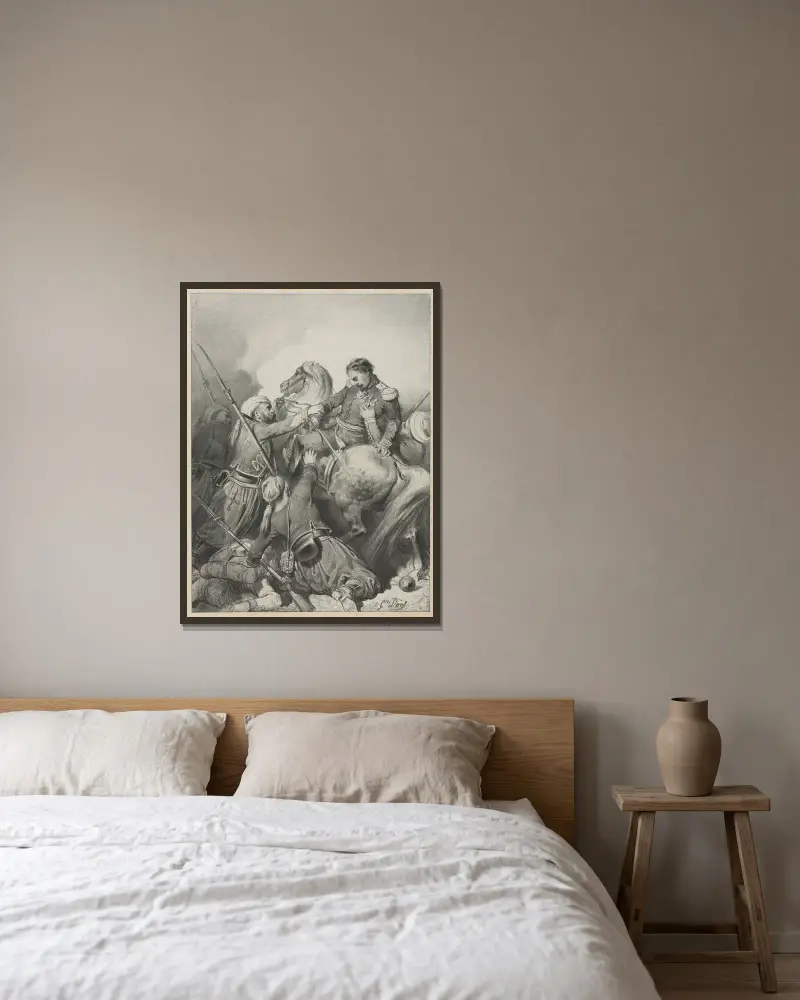 Sardinischer Offizier von Gustave Doré gerahmt an einer Wand