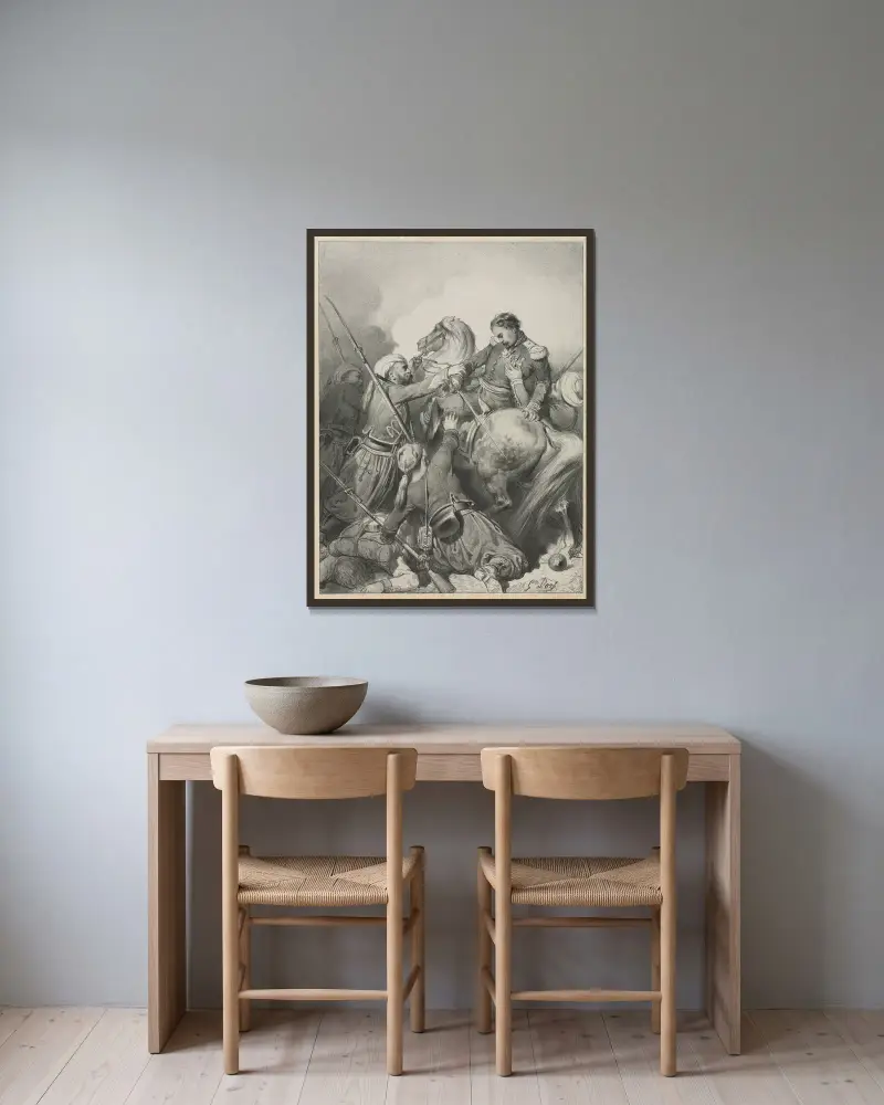 Sardinischer Offizier von Gustave Doré gerahmt an einer Wand