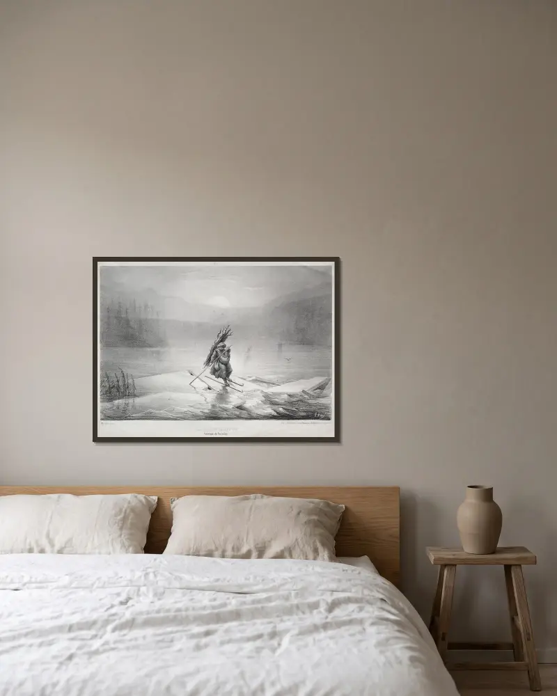 Isbrytning, minne från Norge av Gustave Doré inramad på en vägg