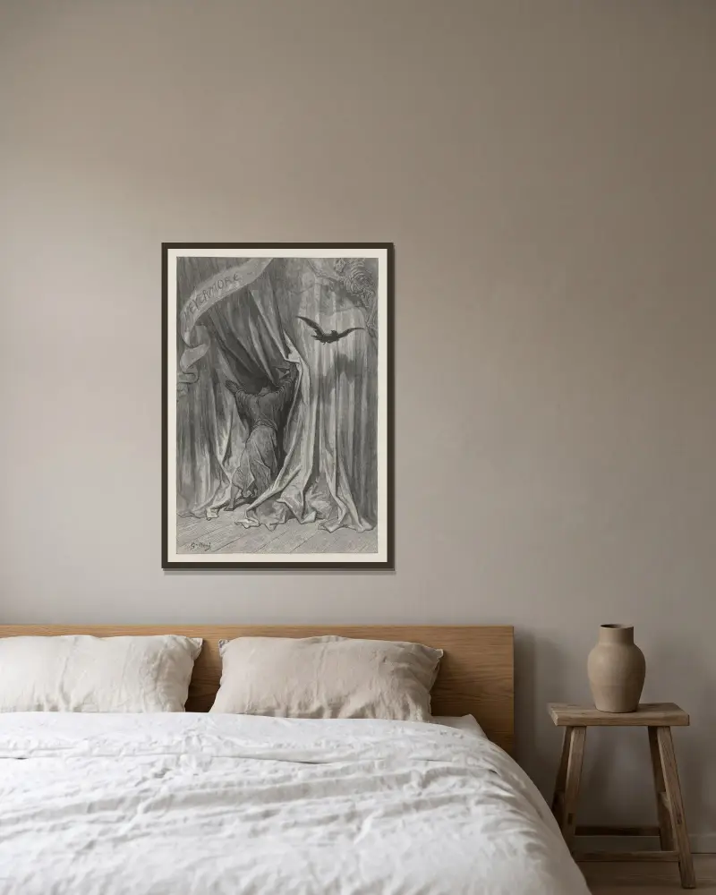 Korpen av Gustave Doré inramad på en vägg