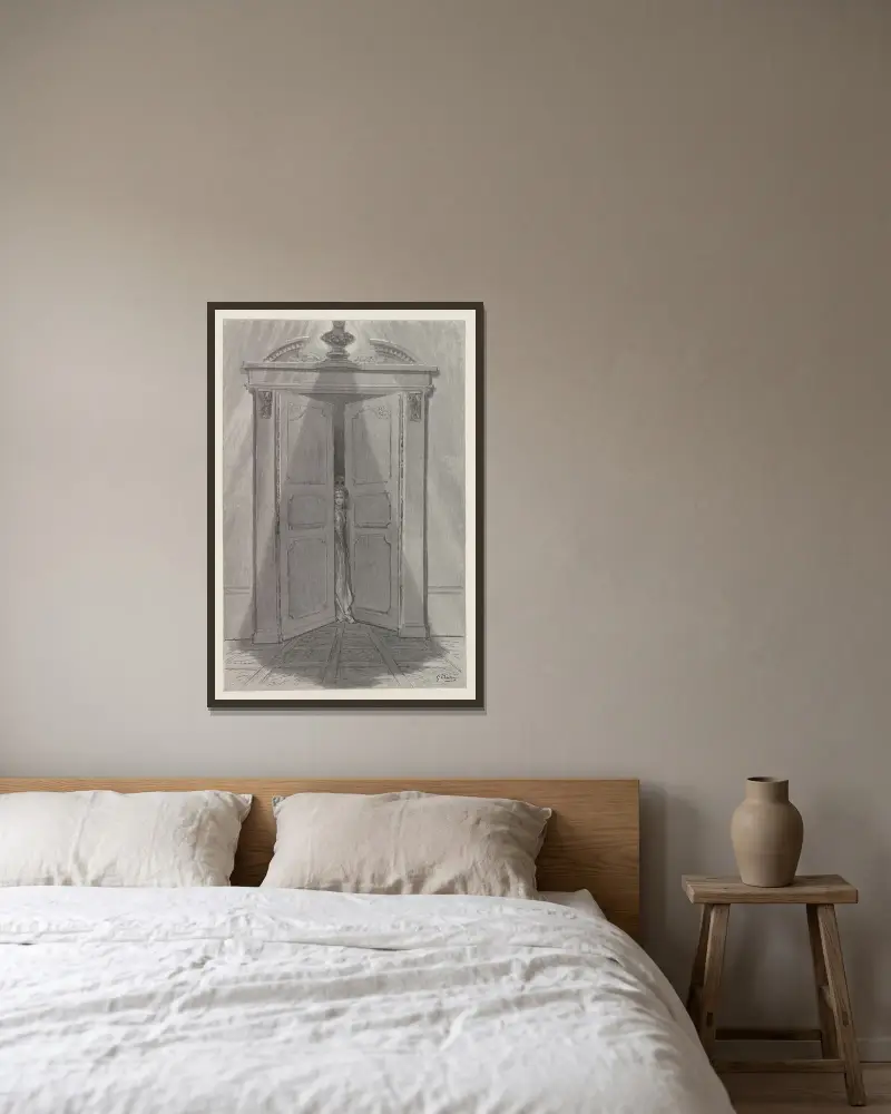 Der Rabe, Tafel 8 von Gustave Doré gerahmt an einer Wand