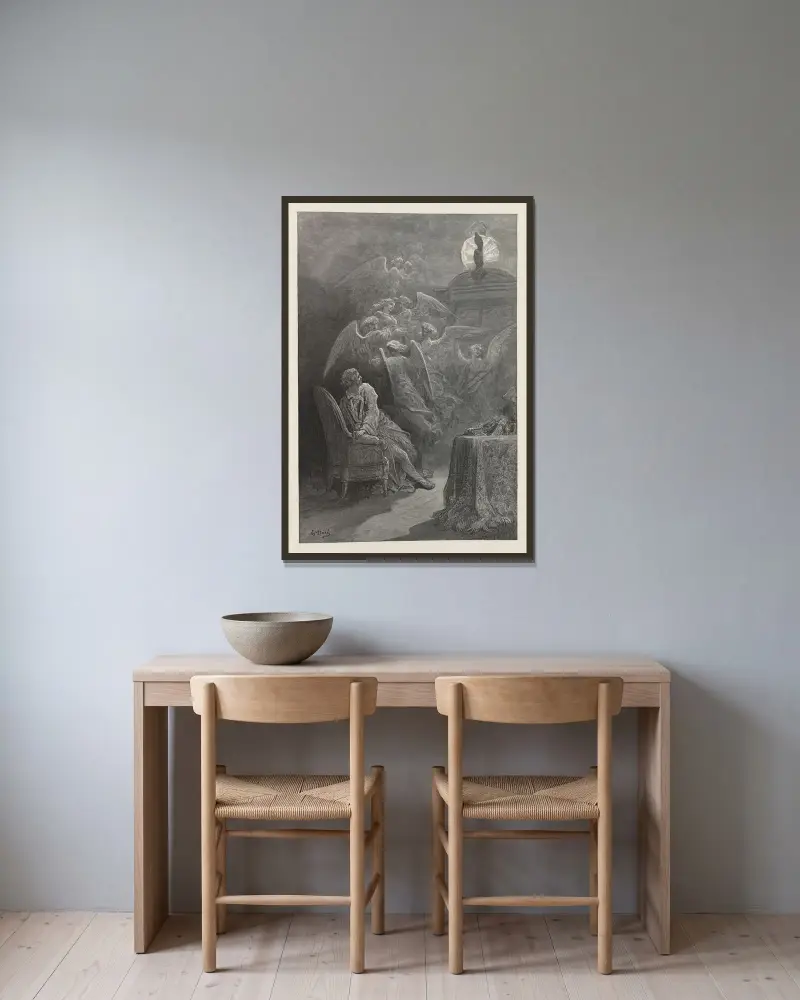 Korpen av Gustave Doré inramad på en vägg