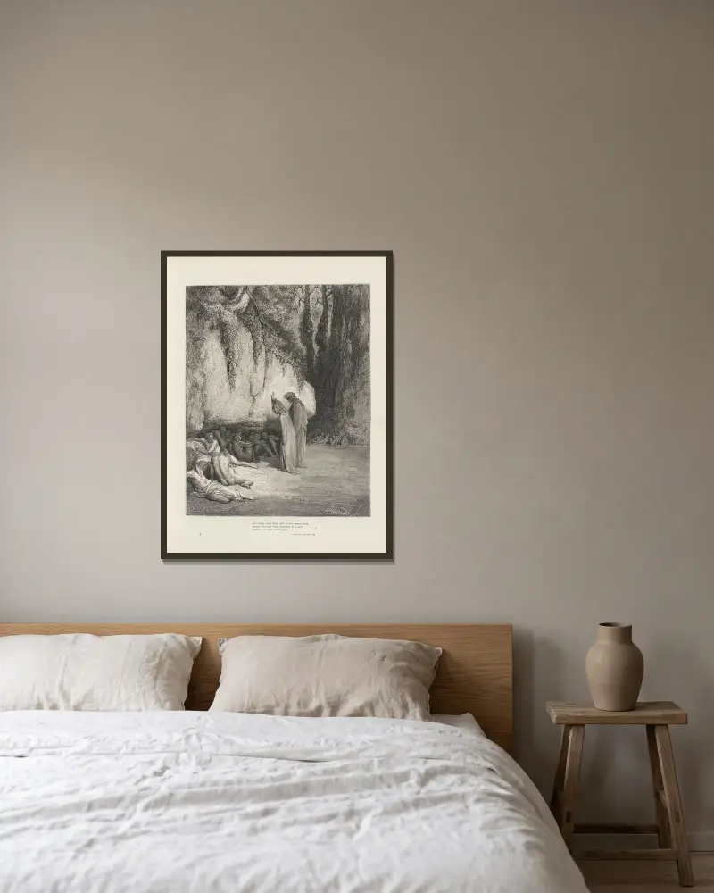 Dantes vision av Purgatoriet och Paradiset av Gustave Doré inramad på en vägg