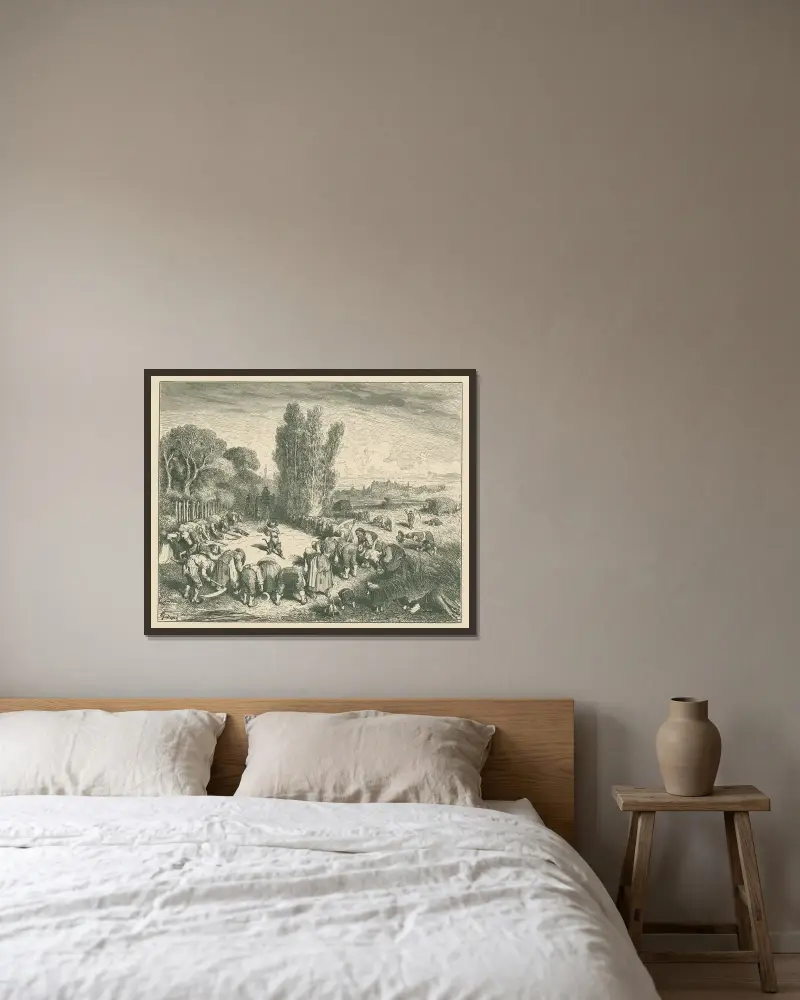 Skynda er till era platser av Gustave Doré inramad på en vägg