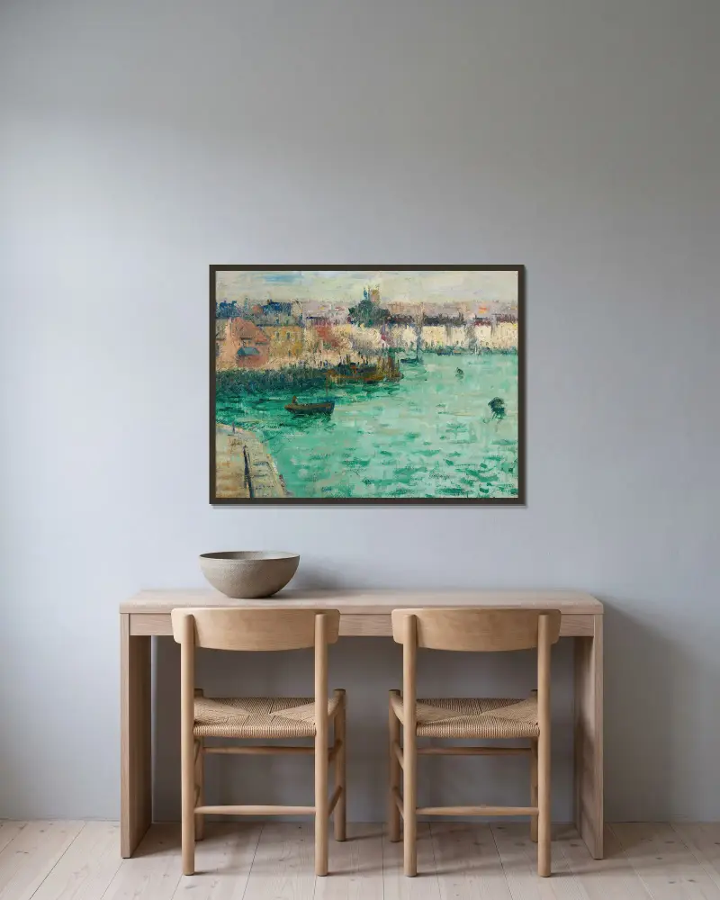 Avant Port De Dieppe av Gustave Loiseau inramad på en vägg