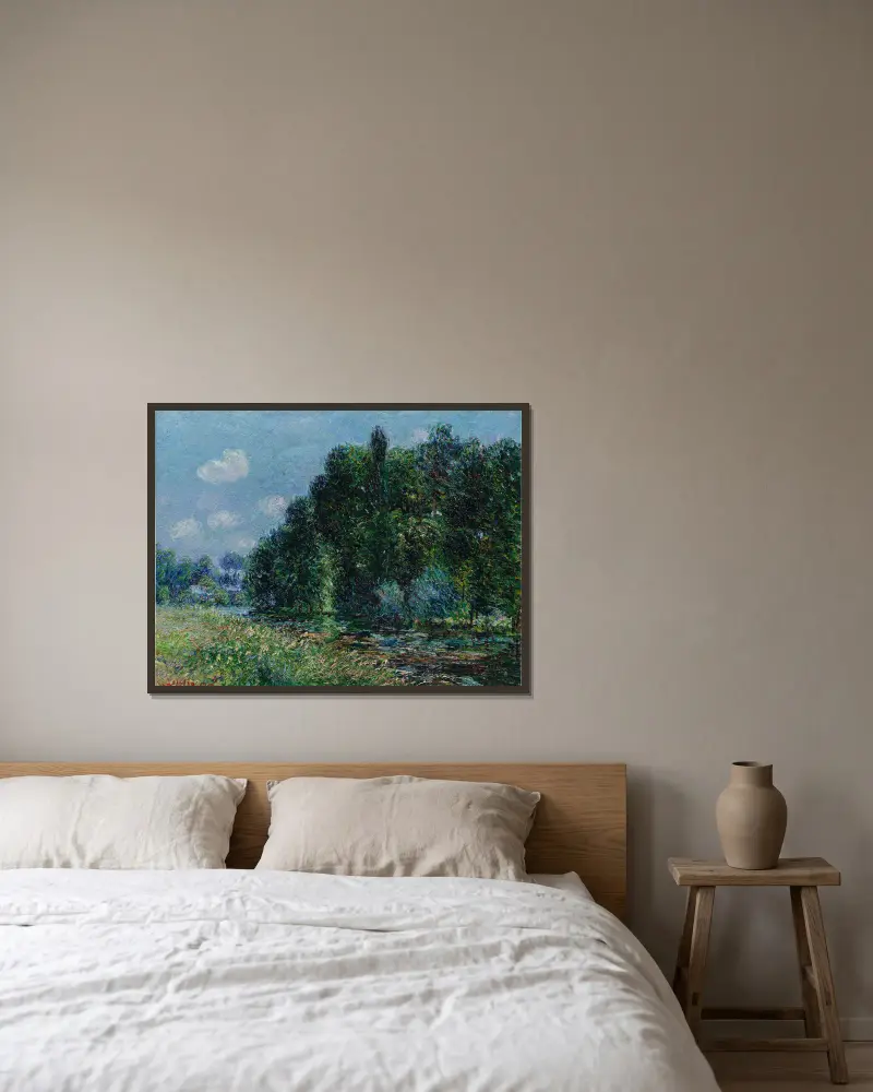 Bord de rivière av Gustave Loiseau inramad på en vägg