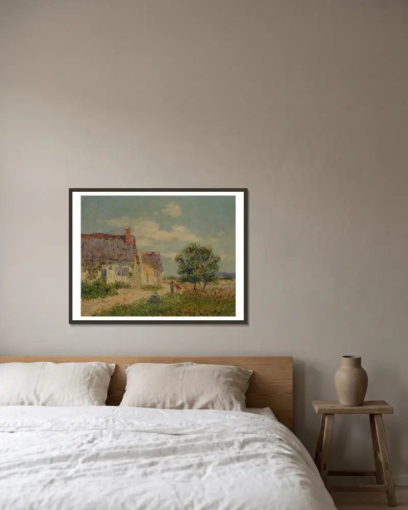 Chaumière au Vandreuil av Gustave Loiseau inramad på en vägg