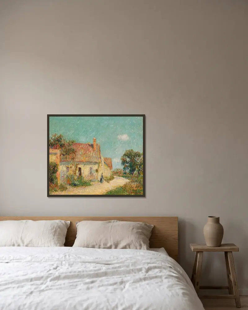 Hus i Normandie av Gustave Loiseau inramad på en vägg