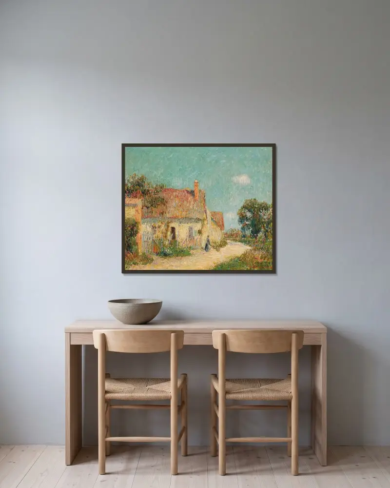 Hus i Normandie av Gustave Loiseau inramad på en vägg