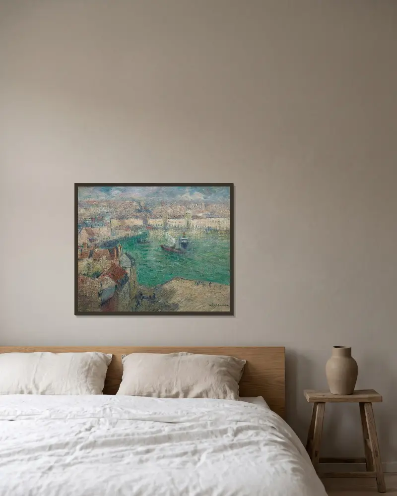 Dieppe av Gustave Loiseau inramad på en vägg