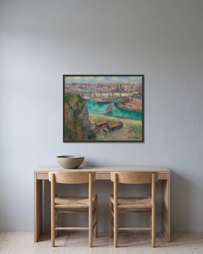 Dieppe av Gustave Loiseau inramad på en vägg