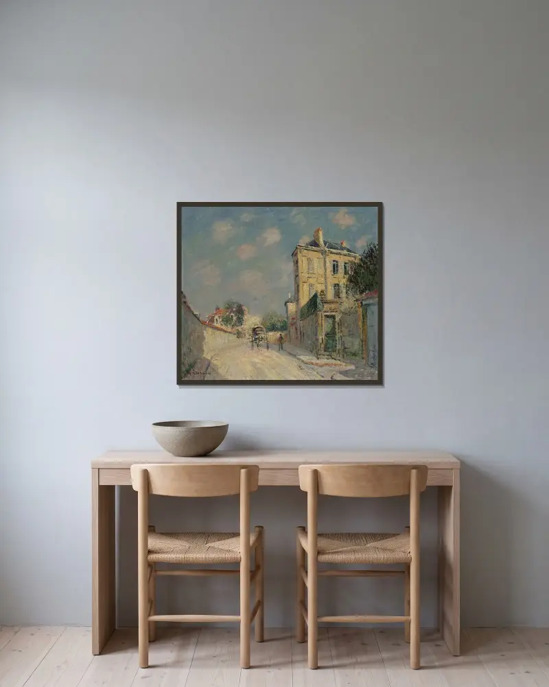 Omnejderna kring Paris av Gustave Loiseau inramad på en vägg
