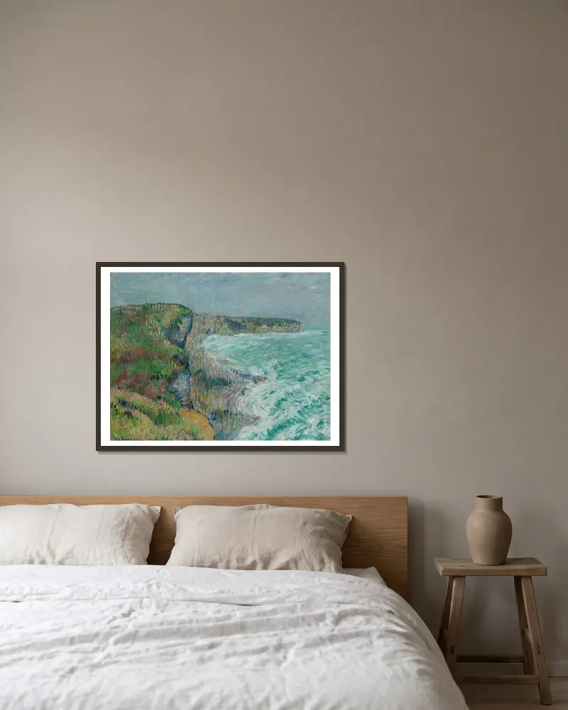 Klify w Yport zimą, Gustave Loiseau w ramie na ścianie
