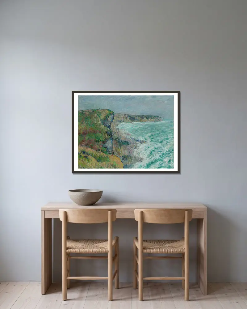Klify w Yport zimą, Gustave Loiseau w ramie na ścianie