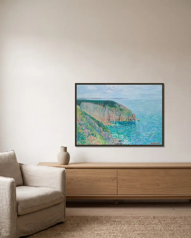 Klippor av Gustave Loiseau inramad på en vägg
