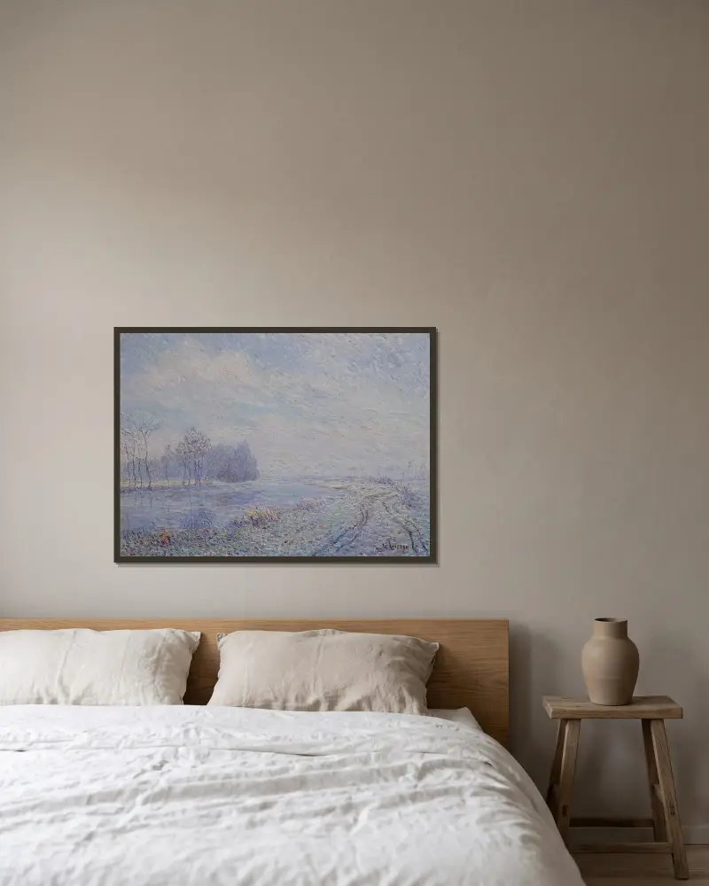Vit frost av Gustave Loiseau inramad på en vägg
