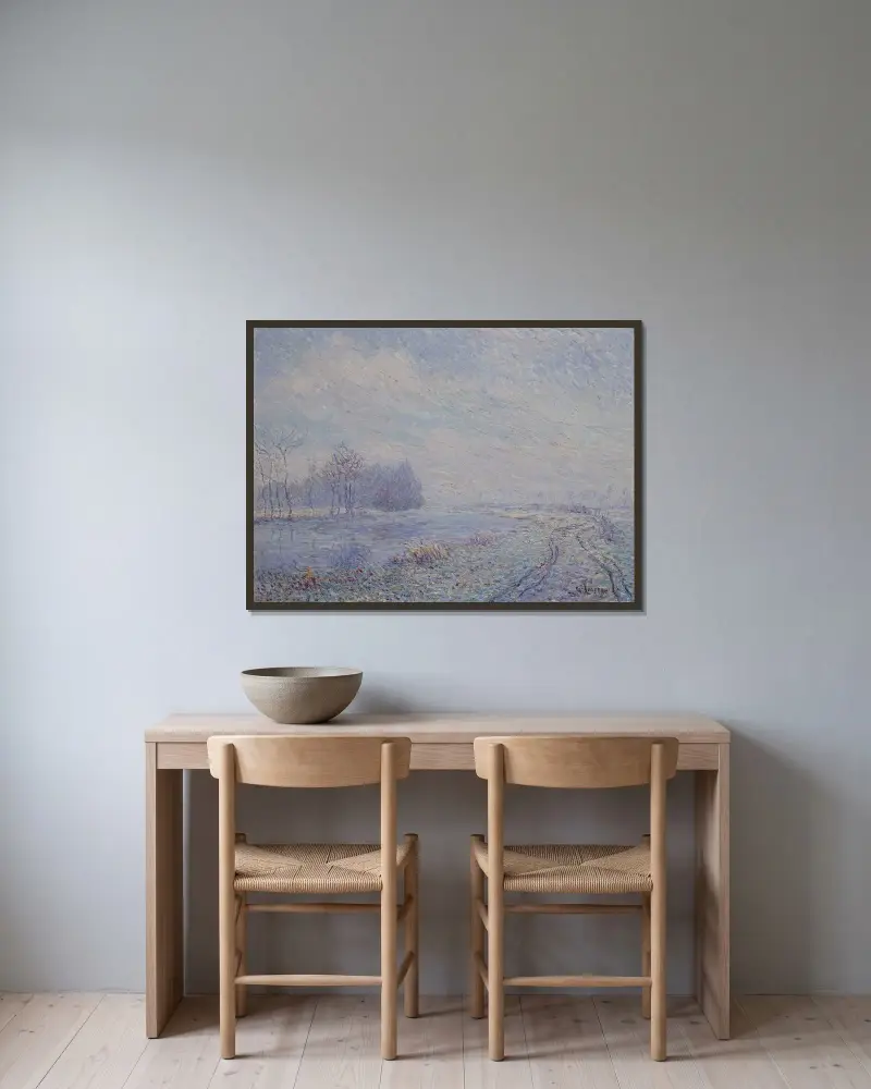 Vit frost av Gustave Loiseau inramad på en vägg
