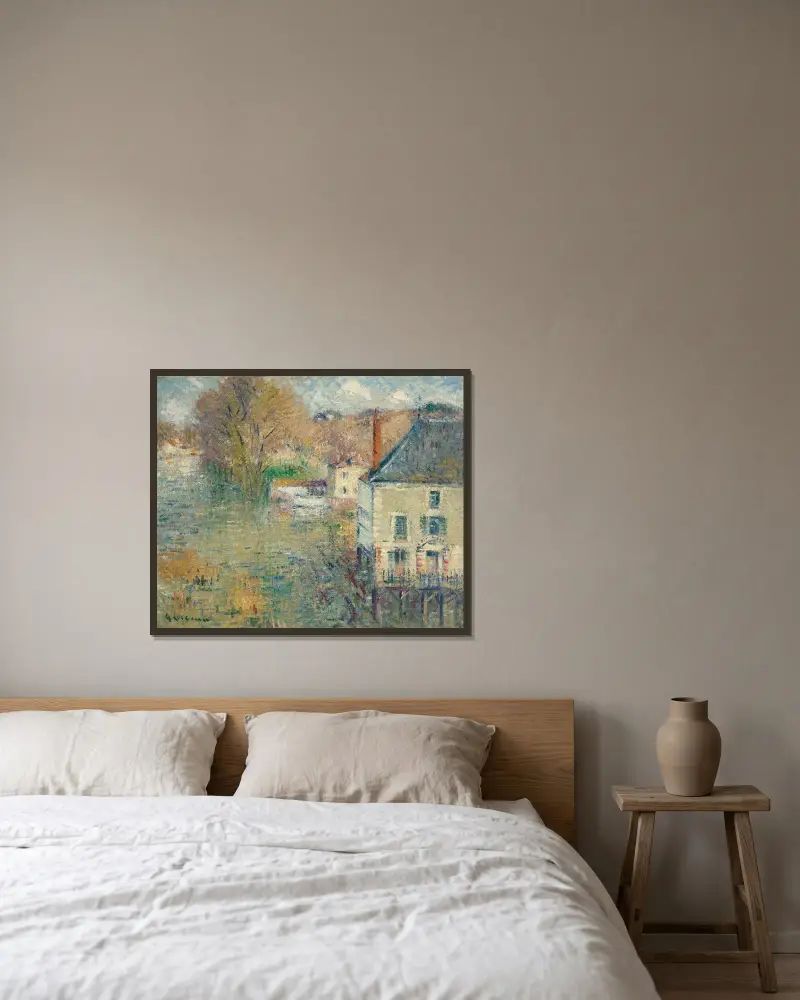 Översvämning i Giverny av Gustave Loiseau inramad på en vägg