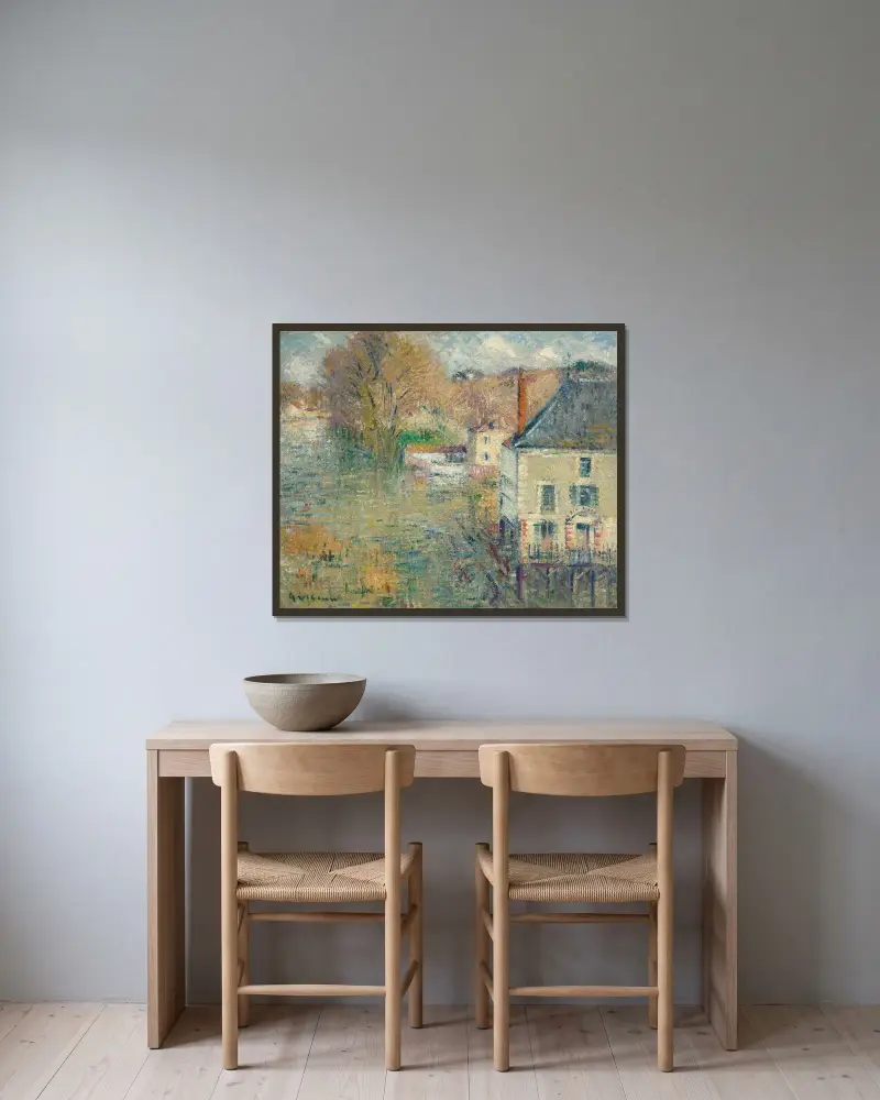 Översvämning i Giverny av Gustave Loiseau inramad på en vägg