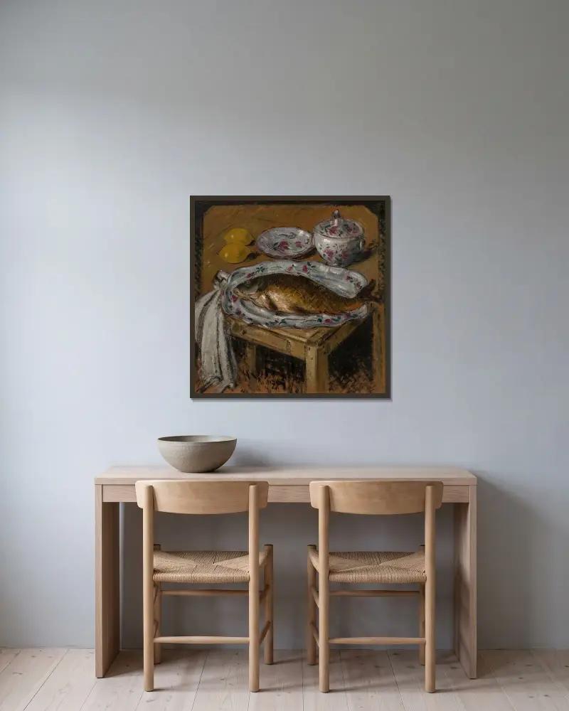 Karp av Gustave Loiseau inramad på en vägg