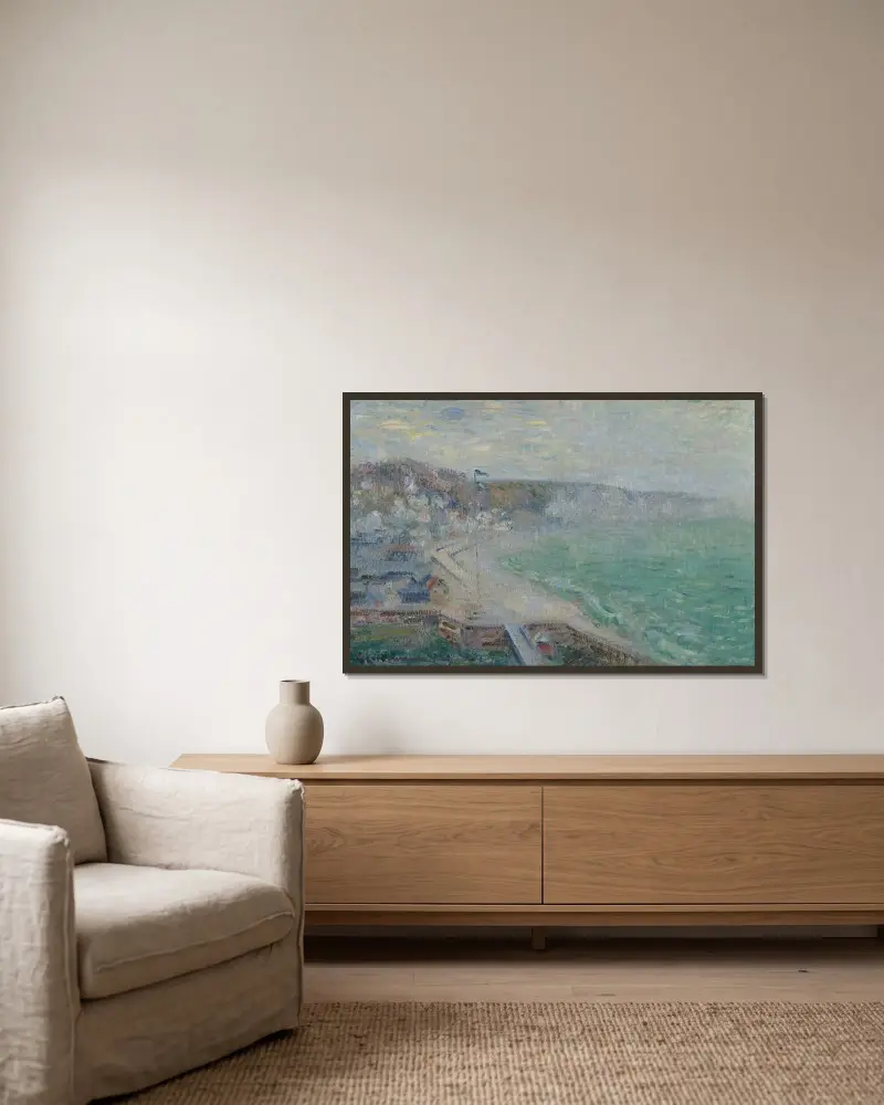 Stranden i Fécamp av Gustave Loiseau inramad på en vägg