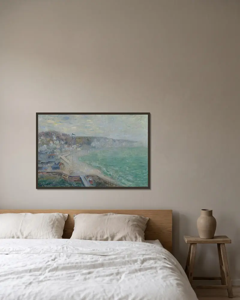 Stranden i Fécamp av Gustave Loiseau inramad på en vägg