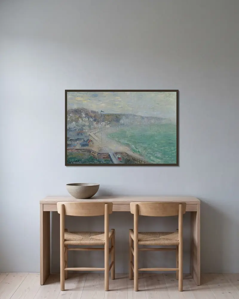 Stranden i Fécamp av Gustave Loiseau inramad på en vägg