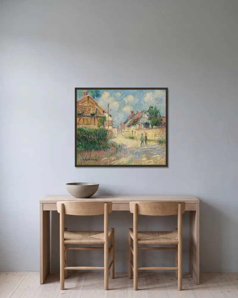 Vägen till Tournedos av Gustave Loiseau inramad på en vägg