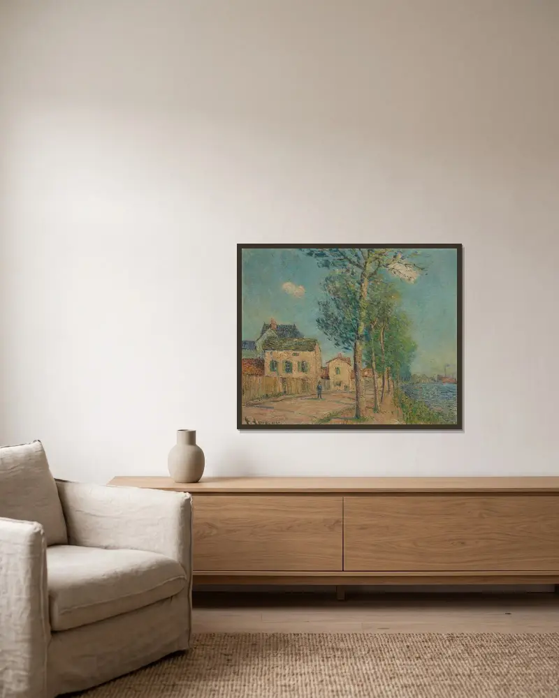 Vägen vid flodstranden av Gustave Loiseau inramad på en vägg