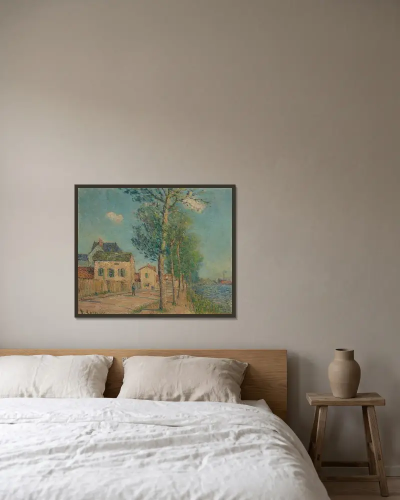 Vägen vid flodstranden av Gustave Loiseau inramad på en vägg