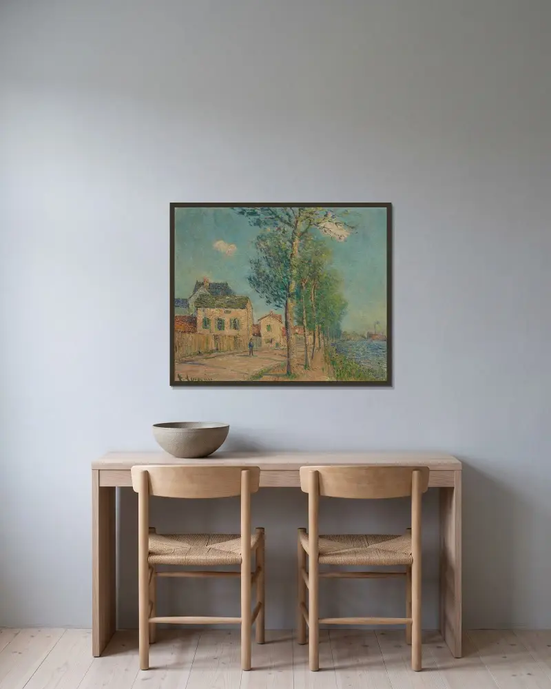 Vägen vid flodstranden av Gustave Loiseau inramad på en vägg